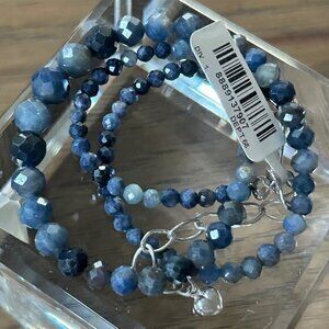 Jay King Sterling Silver Faceted SAPPHIRE 18" Graduated Bead Necklace